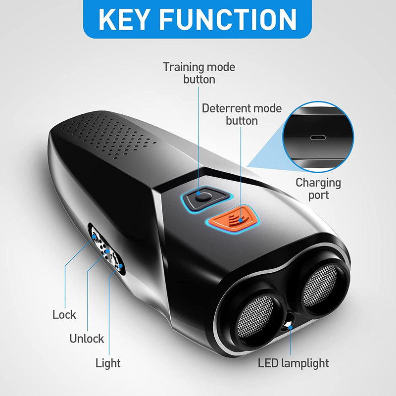 Black Handheld Ultrasonic Dog Trainer with Dual Mode | Training & Deterrent Device with LED Light — image 2