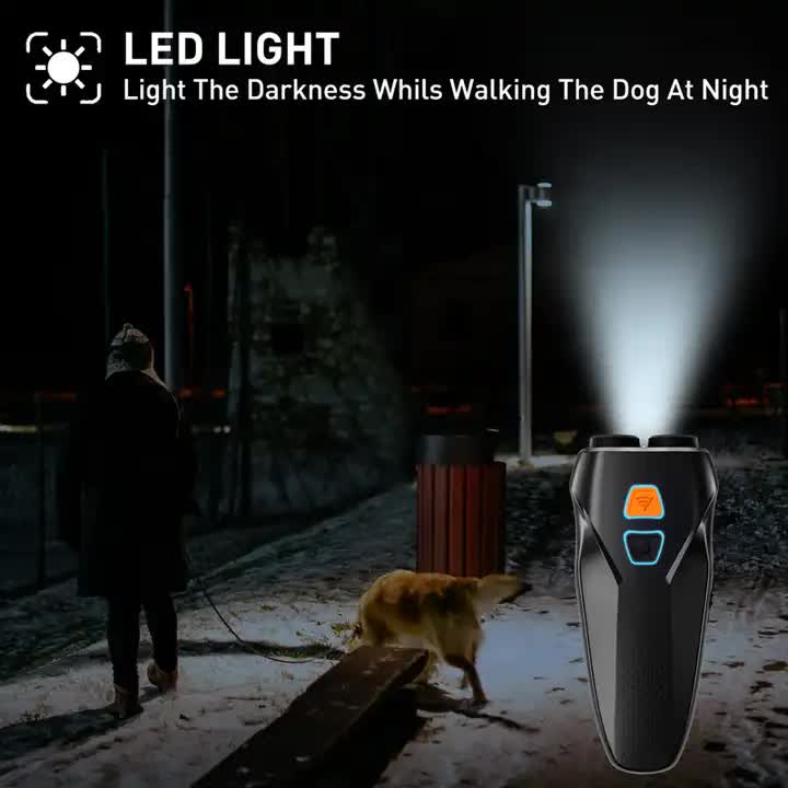 Black Handheld Ultrasonic Dog Trainer with Dual Mode | Training & Deterrent Device with LED Light — image 5