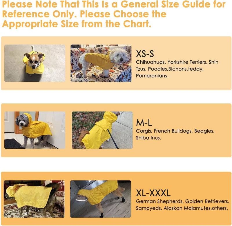S Yellow Reflective Adjustable Pet Raincoat with Hood - Waterproof Dog Jacket, Adjustable Dog Poncho for Outdoor Protection — image 4
