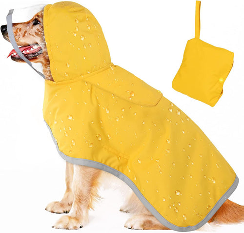 Reflective Adjustable Pet Raincoat with Hood (Yellow, M)