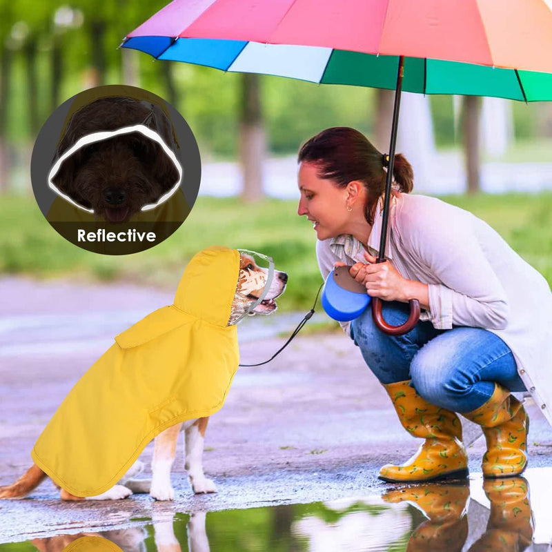 M Yellow Reflective Adjustable Pet Raincoat with Hood - Waterproof Dog Jacket, Adjustable Dog Poncho for Outdoor Protection — image 8