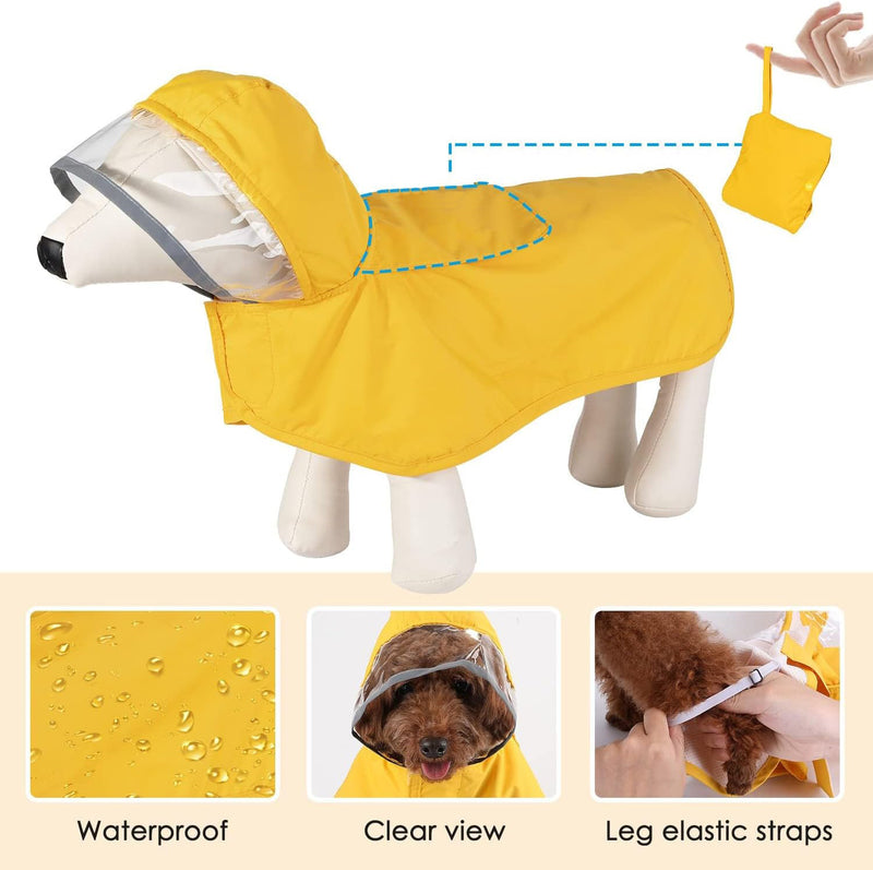 XXL Yellow Reflective Adjustable Pet Raincoat with Hood - Waterproof Dog Jacket, Adjustable Dog Poncho for Outdoor Protection — image 2