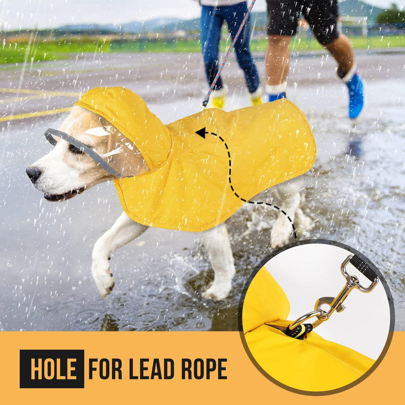 XXL Yellow Reflective Adjustable Pet Raincoat with Hood - Waterproof Dog Jacket, Adjustable Dog Poncho for Outdoor Protection — image 5