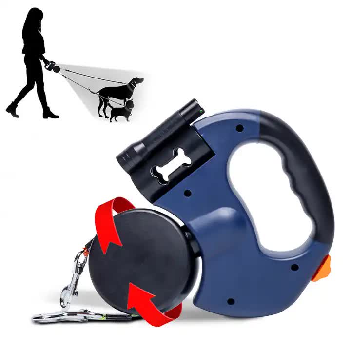 Black Dual Retractable Dog Leash | 2-in-1 Automatic Pet Leash for Walking Two Dogs Simultaneously — image 2