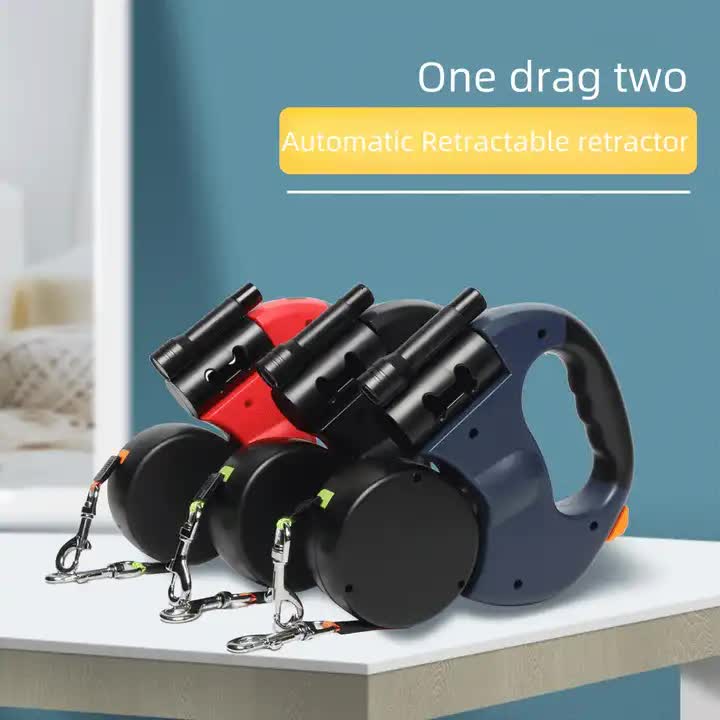 Black Dual Retractable Dog Leash | 2-in-1 Automatic Pet Leash for Walking Two Dogs Simultaneously — image 3