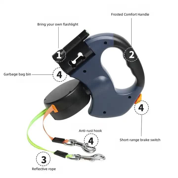 Black Dual Retractable Dog Leash | 2-in-1 Automatic Pet Leash for Walking Two Dogs Simultaneously — image 4