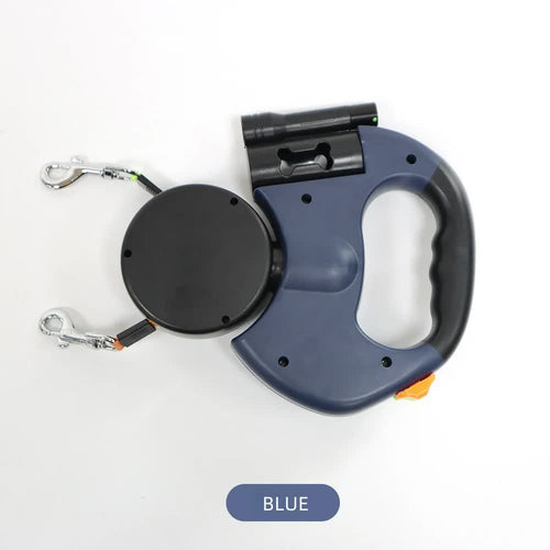 Dual Retractable Dog Leash (Blue)