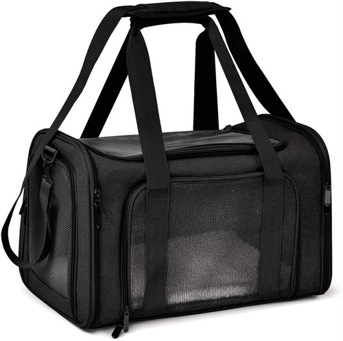 Portable Foldable Pet Carrier Bag (Black, S)