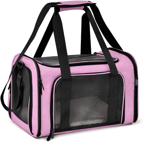 Portable Foldable Pet Carrier Bag (Pink, XL)