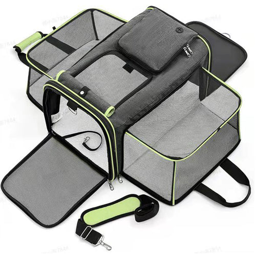 Foldable Portable Pet Carrier Bag (Grey Green)