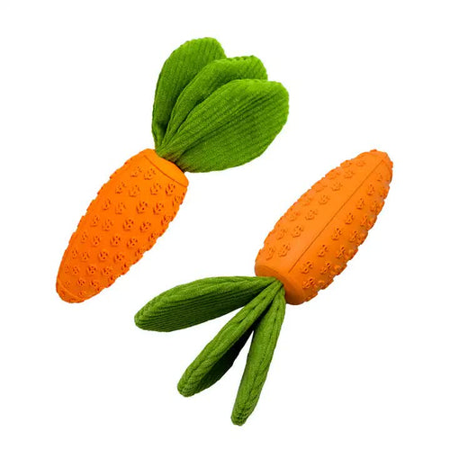 Durable Rubber Carrot Dog Toy (2 Pack)