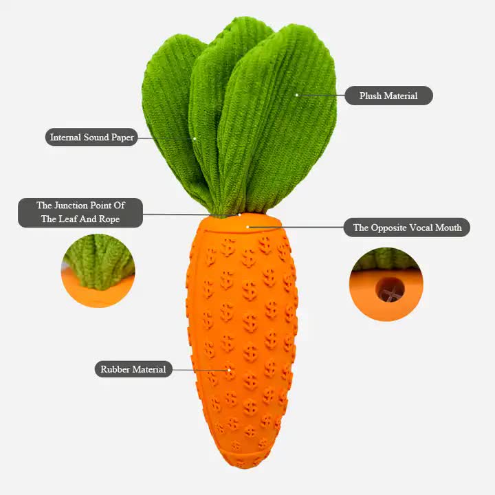2 PCS Durable Rubber Carrot Dog Toy – Squeaky Chew Toy for Large Dogs, Puppy Teething & Dental Care, Interactive Play for Bored Pets — image 4