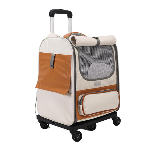 Large Capacity Breathable Foldable Pet Trolley (Beige)
