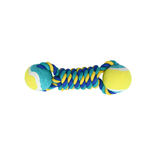 Durable Cotton Rope and Tennis Ball Dog Toy Set (Yellow, 2 Pack)