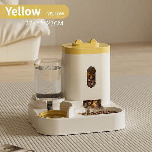Automatic Pet Feeder and Water Dispenser (Yellow)