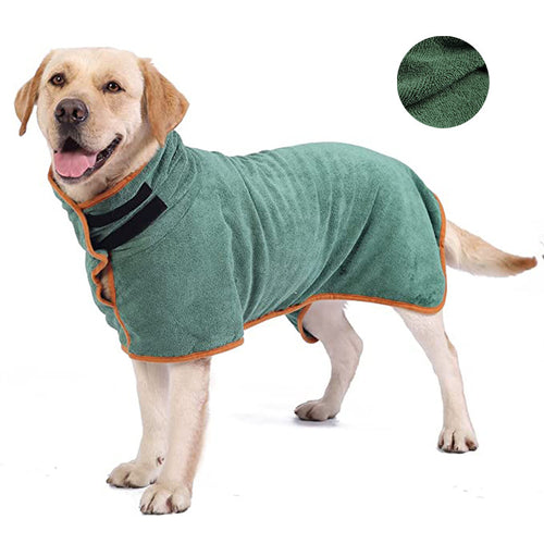 Pet Dog Quick-Dry Bathrobe (Green, S)