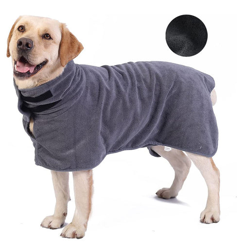 Pet Dog Quick-Dry Bathrobe (Grey, L)