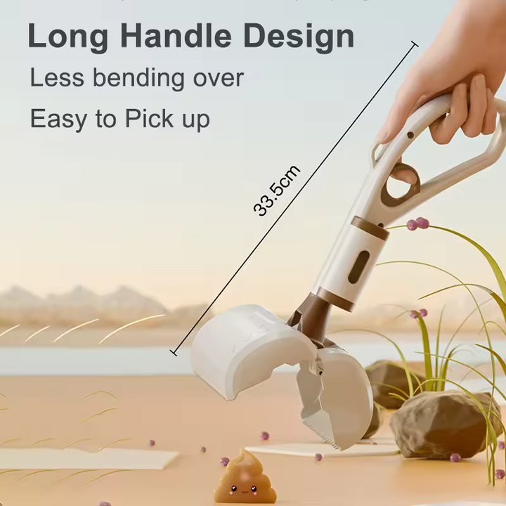 Beige Portable Dog Poop Scooper with Large 9.5cm Opening, Ergonomic Handle, Lightweight 320g Pet Waste Picker for Outdoor Walks — image 3