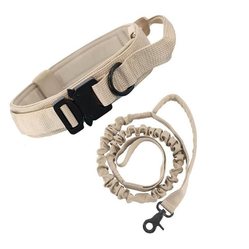 Hands-Free Dog Leash with Adjustable Waist Belt (Khaki, L)