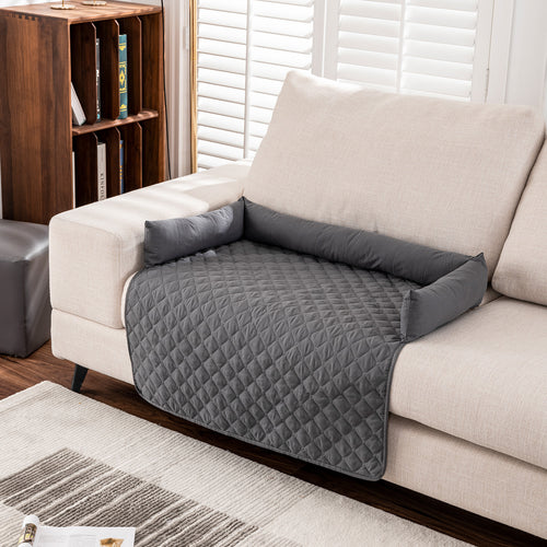 Waterproof Pet Sofa Protector Mat with Pillow, 75x75cm (Grey)