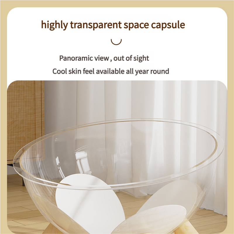 Luxury Transparent Cat Bed with Wooden Legs - Stylish Pet Nest — image 2