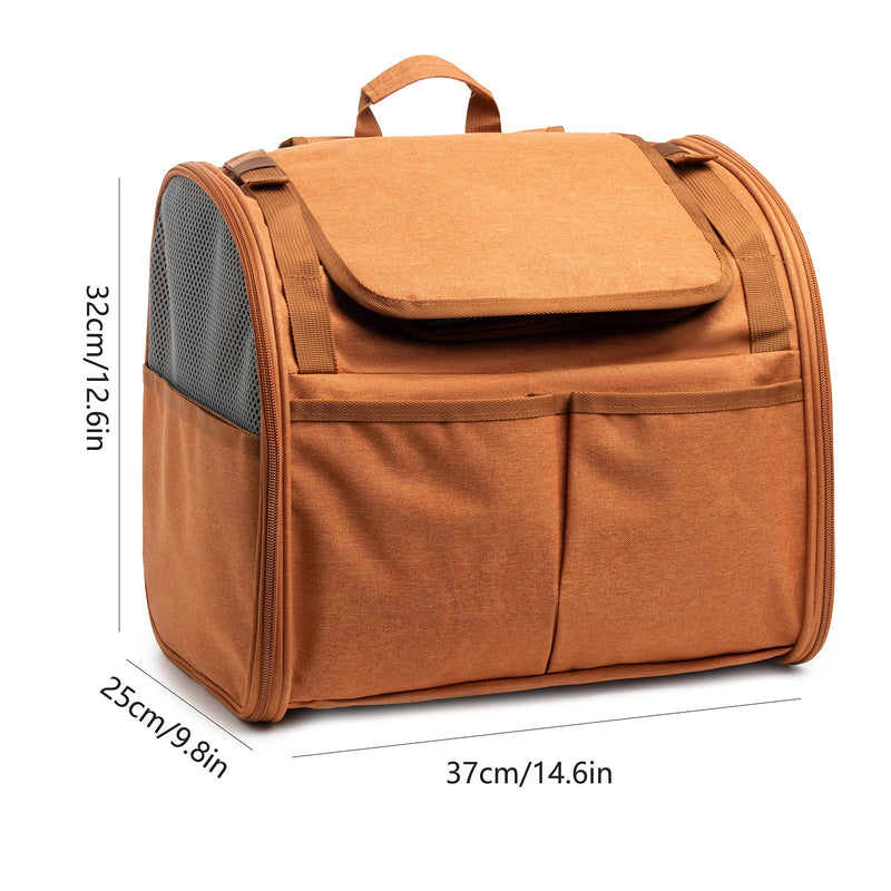 Brown Pet Carrier Backpack - Comfortable and Stylish for Cats and Small Dogs — image 2