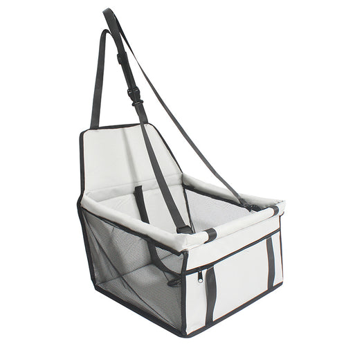 Light Grey Portable Pet Car Seat for Dogs and Cats - Adjustable Car Seat Cover, Pet Travel Car Carrier with Safety Belt