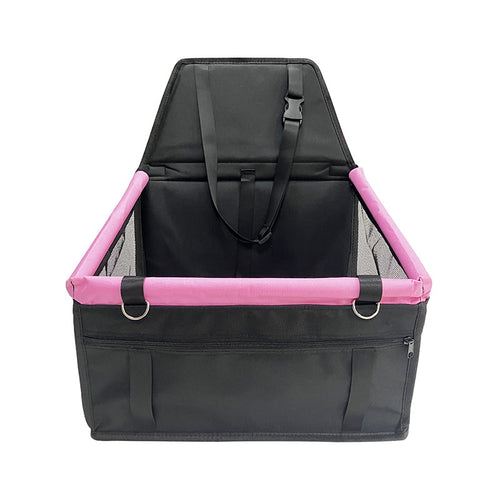 Portable Pet Car Seat for Dogs and Cats (Black & Pink)