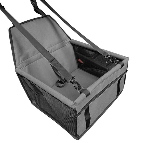 Dark Grey Portable Pet Car Seat for Dogs and Cats - Adjustable Car Seat Cover, Pet Travel Car Carrier with Safety Belt