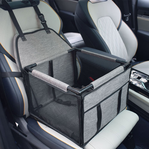 Light Grey Easy Install Dog Car Seat - Mesh Booster for Small Pets