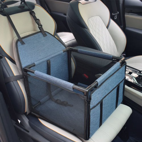 Easy Install Dog Car Seat – Mesh Booster for Small Pets (Blue)