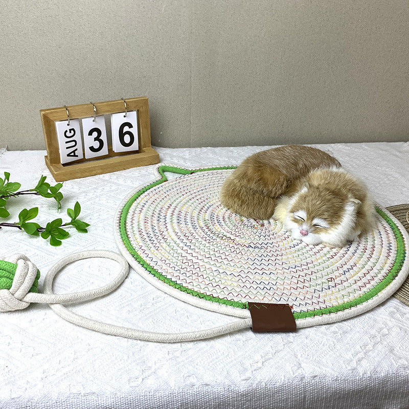 3 Pcs Black And Brown Durable Cat Scratching Mat with Attached Toy Ball - Washable and Multi-Functional, Ideal for Cats' Scratching and Sleeping - 50cm Diameter — image 4