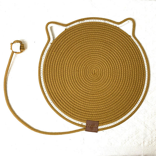 Durable Cat Scratching Mat with Attached Toy Ball (Brown, 3 Pack)