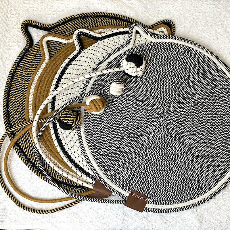 3 Pcs Blue Durable Cat Scratching Mat with Attached Toy Ball - Washable and Multi-Functional, Ideal for Cats' Scratching and Sleeping - 50cm Diameter — image 2