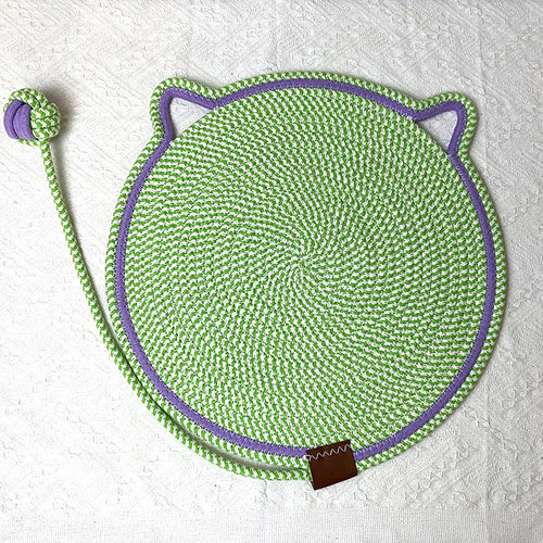 Durable Cat Scratching Mat with Attached Toy Ball (Green, 3 Pack)