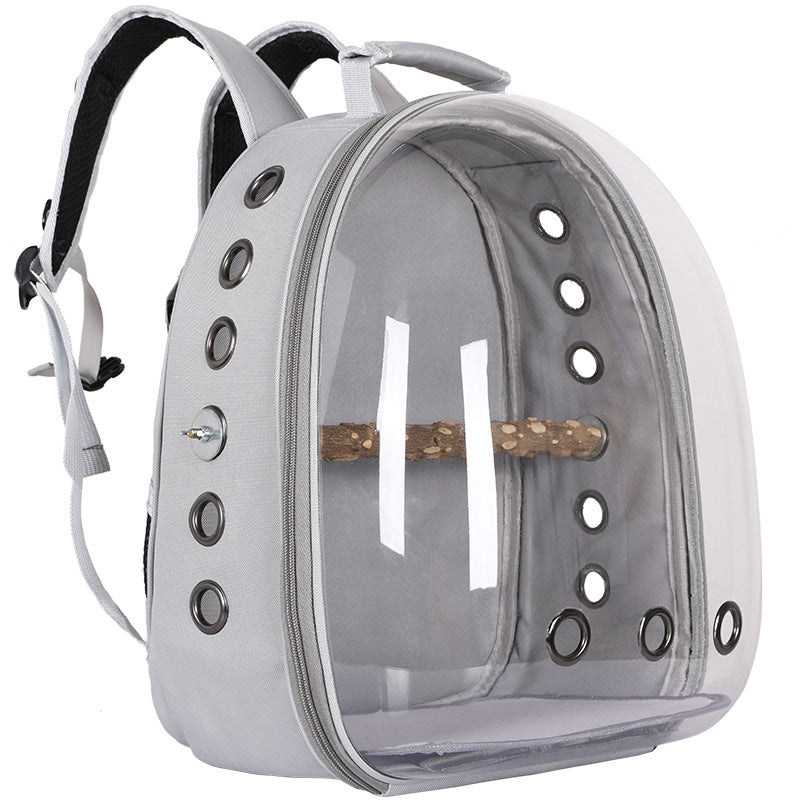 Grey Stylish Transparent PVC Pet Carrier Backpack – Large Capacity, Multi-Use for Cats & Dogs