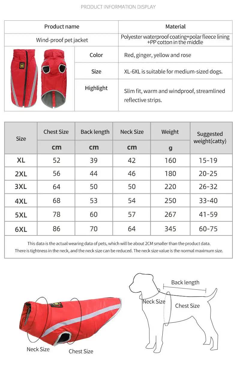 Size 3XL Blue Reflective Winter Dog Jacket - Warm & Waterproof Outdoor Coat for Large Breeds — image 3