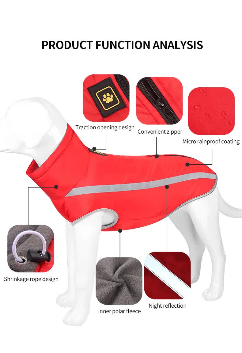 Size 3XL Blue Reflective Winter Dog Jacket - Warm & Waterproof Outdoor Coat for Large Breeds — image 4