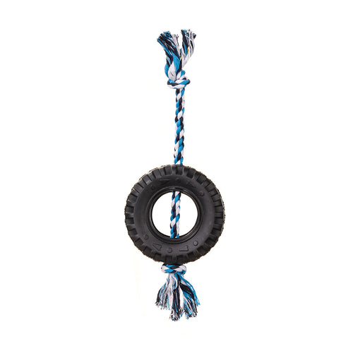 Interactive Tire Rope Dog Toy (Blue)
