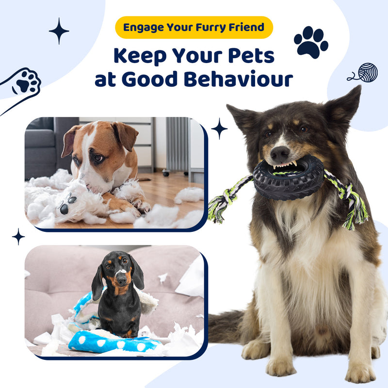 Blue Interactive Tire Rope Dog Toy - Heavy Duty Chew Toy for Dental Health & Play — image 3