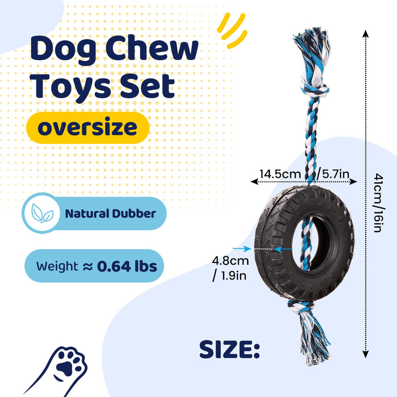 Blue Interactive Tire Rope Dog Toy - Heavy Duty Chew Toy for Dental Health & Play — image 5