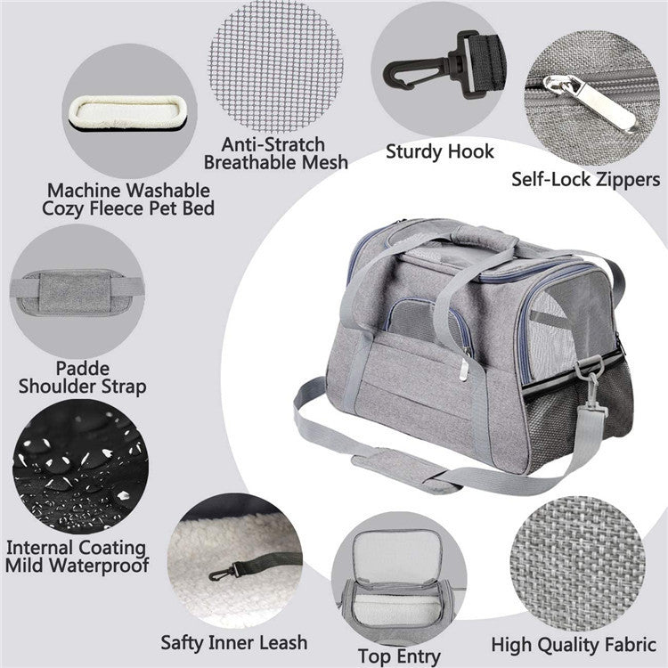Portable Pet Bag for Small Dogs and Cats - Black Travel Tote with Pet Mat (44x25x28cm) — image 4