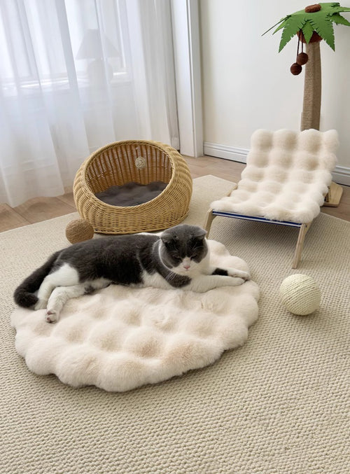Plush Round Cat Mat (Beige)
