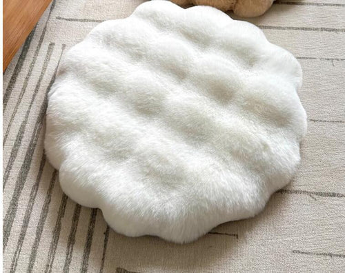 Plush Round Cat Mat (White)