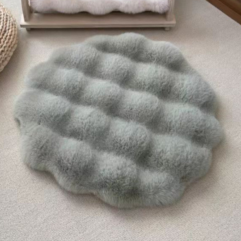 Matcha color Plush Round Cat Mat - Soft Faux Fur Sleeping Pad (40cm Diameter) — image 3