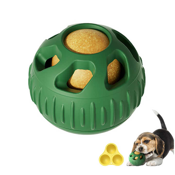 Green Ball and Black Mold Pet Treat Dispensing Ball and Molding Set - Silicone Dog Chew Toy for Teeth Cleaning and Boredom Relief — image 2