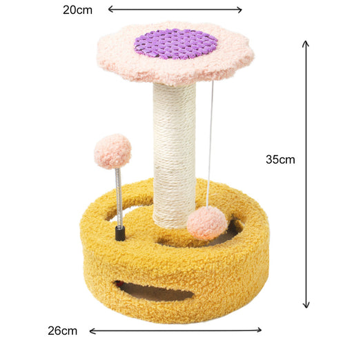 Sunflower Cat Scratching Post (Yellow & Pink)