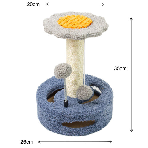 Sunflower Cat Scratching Post (Blue & Grey)