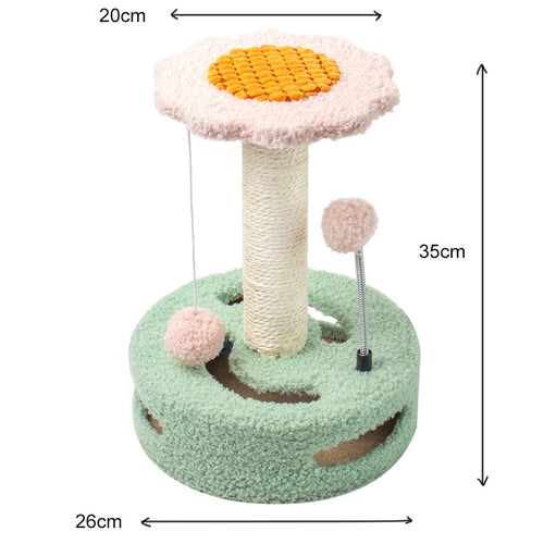 Sunflower Cat Scratching Post (Green & Pink)