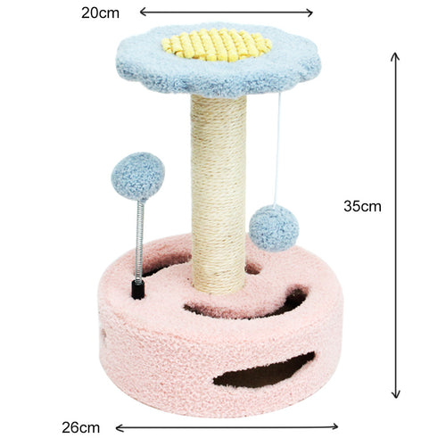 Sunflower Cat Scratching Post (Blue & Pink)